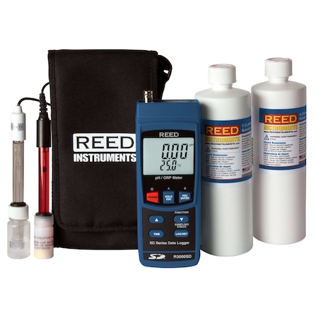 Reed Instruments REED Data Logging pH/ORP Meter with Electrodes and Buffer Solution R3000SD-KIT2